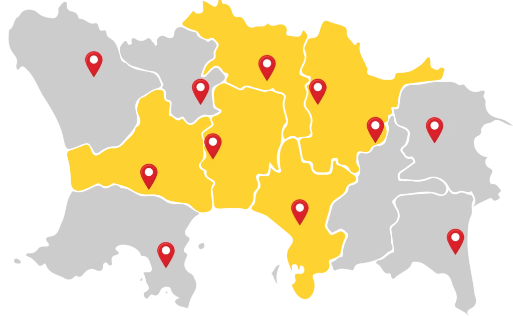 Map of Jersey Island parishes served