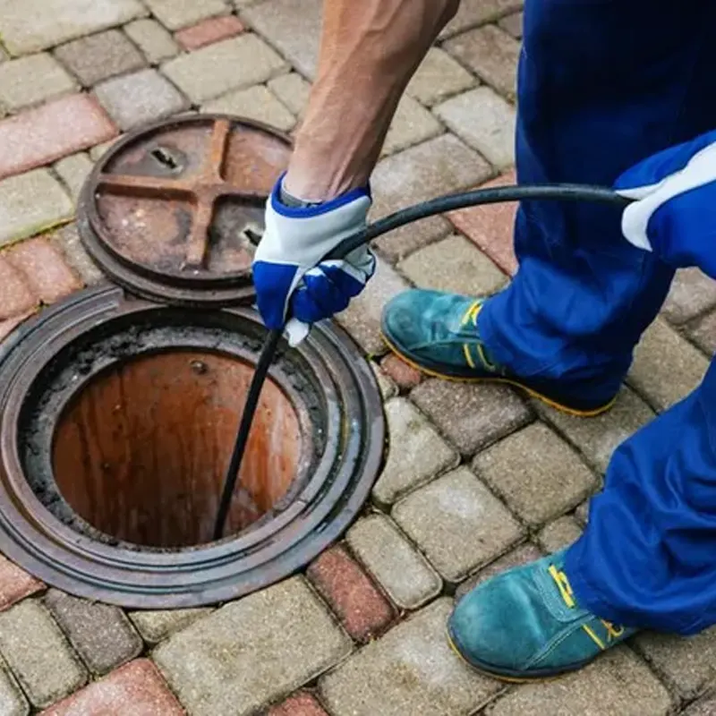 A commercial drainage service being done in a Jersey commercial building.