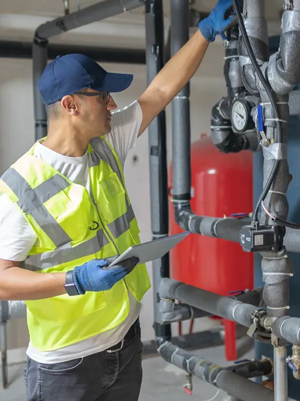 A commercial plumber in jersey repairing fixtures and pipework.